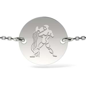 Bransoletka srebrna Aquarius, srebrny łańcuszek, znak zodiaku, wodnik, astrologiczna biżuteria - Moda i ubiór