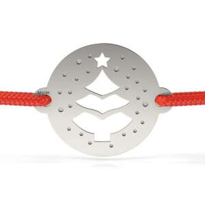 Bransoletka srebrna z czerwonym sznurkiem i wzorem choinki - Atcom Jewelry