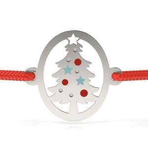 Srebrna bransoletka z choinką i czerwoną sznurówką, ATCOM - Atcom Jewelry