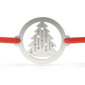 Сребърна гривна ATCOM с модел на шнур за издърпване, блестяща коледна елха - Atcom Jewelry
