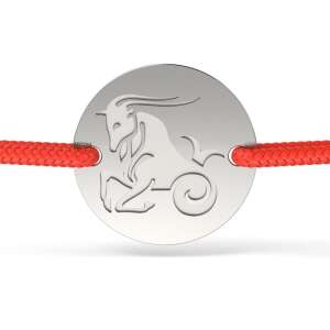 Srebrna bransoletka z motywem zodiaku Koziorożca na czerwonym sznurku, ATCOM - Atcom Jewelry