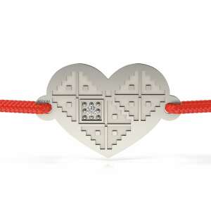Brățară de argint cu șnur roșu și model de diamant românesc, ATCOM - Brățări dame