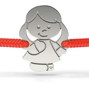 Brățară de argint cu cordon roșu și pandantiv cu fetiță, ATCOM - Brățări dame