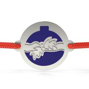 Сребърна гривна ATCOM с червен шнур и висулка с формата на синя коледна топка - Atcom Jewelry