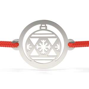 Ezüst karkötő piros zsinórral és hópehely díszítéssel, ATCOM Magic Globe - Atcom Jewelry