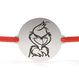 Ezüst Grinch karkötő piros zsinórral, ATCOM - Atcom Jewelry