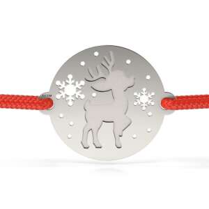 Brățară de argint cu ren, cu cordon roșu, ATCOM - Atcom Jewelry