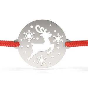 Brățară de argint cu cordon roșu și pandantiv ren, ATCOM - Brățări dame