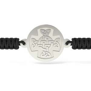 Сребърна гривна с черен шнур и висулка с келтски кръст - Atcom Jewelry