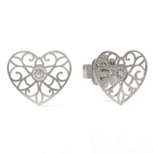 ATCOM Ezüst Szív Fülbevaló - Kristályokkal - 12 mm