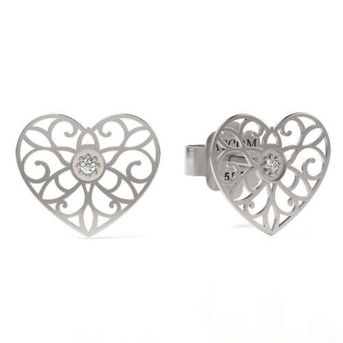 ATCOM Ezüst Szív Fülbevaló Kristállyal, 24-es Modell