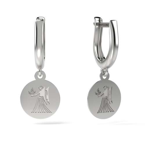 Сребърни обеци със зодия Дева ATCOM