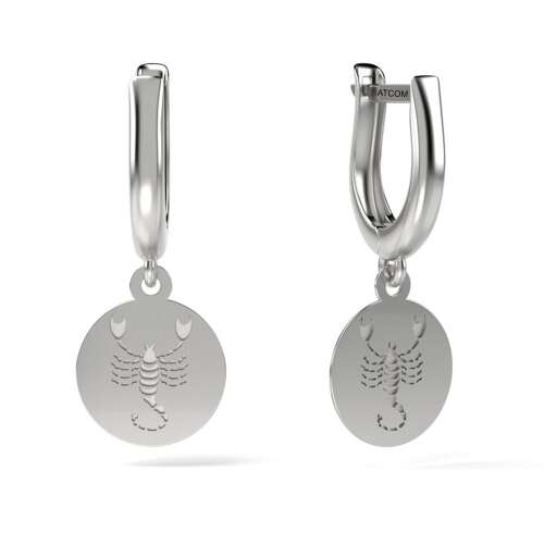 Cercei cu Scorpion din argint, ATCOM, argint 925, Bijuterii zodiacale