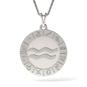 Colier cu pandantiv Aquarius din argint cu semne zodiacale, ATCOM - Accesorii pentru femei