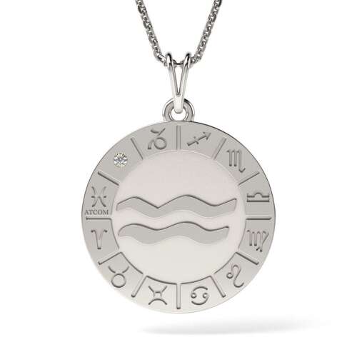 Naszyjnik z zawieszką w kształcie Wodnika ze znakami zodiaku, ATCOM