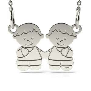 Colier de argint cu pandantiv cu doi băieți care se țin de mână, ATCOM 925 - Atcom Jewelry