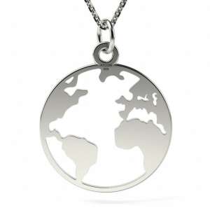 Colier cu Pământ din Argint, ATCOM 925 Colier cu Pandantiv Globus din Argint - Atcom Jewelry