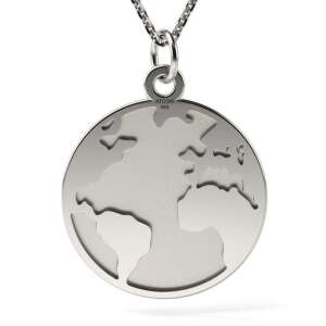 Colier din argint Earth and Ocean de la ATCOM, cu pandantiv în formă de glob - Atcom Jewelry
