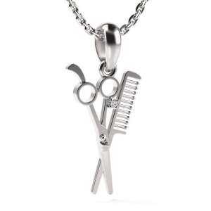 Colier de argint cu pandantiv foarfecă și pieptene, ATCOM - Atcom Jewelry