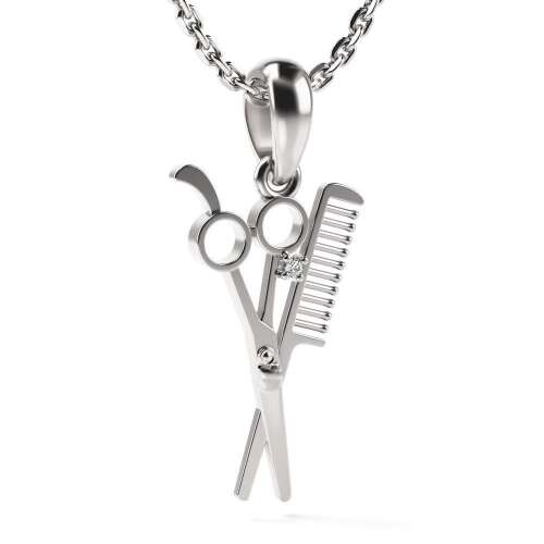 Сребърен колие с висулка ножица и гребен, ATCOM