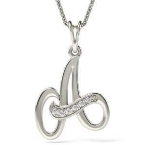 Colier de argint cu pandantiv cu inițiala A, ATCOM - Bijuterii pentru femei