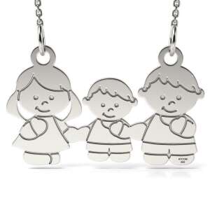 Сребърен колие с висулка майка, баща и син, ATCOM - Дамско колие