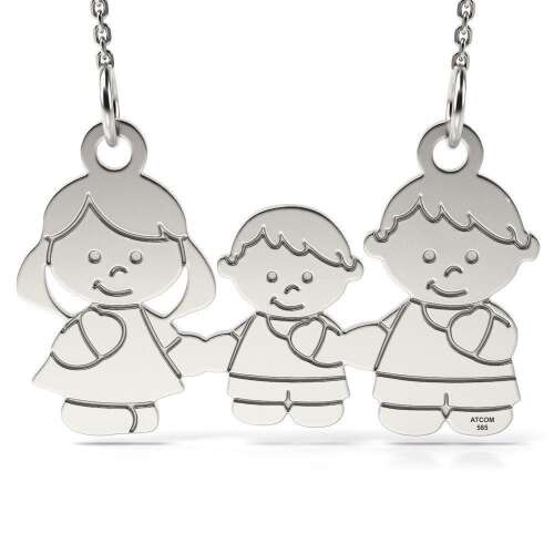 Сребърен колие с висулка майка, баща и син, ATCOM