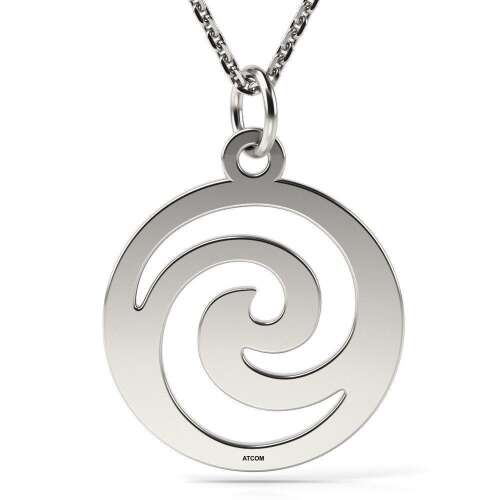 ATCOM Mirage ezüst medál nyaklánc, kör alakú kialakítással és spirális kivágással