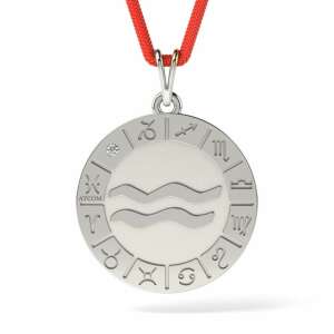 Srebrny wisiorek Aquarius z czerwoną sznurówką, ATCOM - Atcom Jewelry