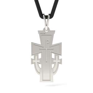 Сребърен православен кръст с черен шнур, ATCOM - Atcom Jewelry