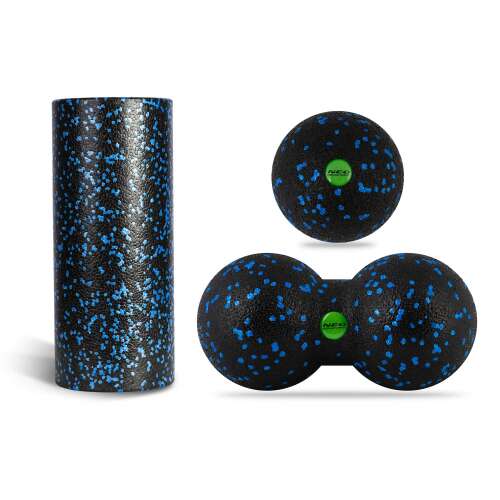 Foam roller, double massage ball and single massage ball set, black and blue, Neo-Sport NS-998