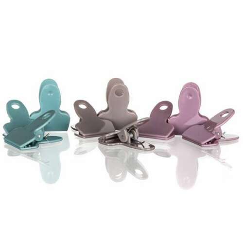 Banquet ACCASSA zacskózáró csipeszek, 10 darabos, vegyes színek, műanyag zacskózáró csipeszek élelmiszer zacskók lezárásához