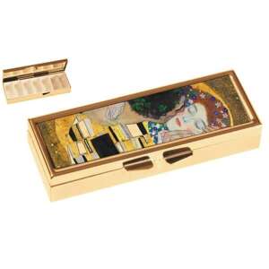 Klimt A Csók Gyógyszeres Doboz, arany fém gyógyszeres doboz A Csók című Gustav Klimt festményével - Gyógyszeradagoló