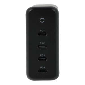 AVAX DC637 DESKY+ 4-portos USB-C fali töltő, 200W GaN gyors töltőállomás, elülső nézet - AVAX