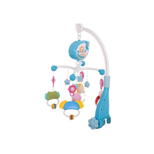Ikonka Carousel crib mobile with lullabies, blue, side view