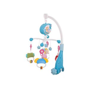 Ikonka Carousel Kinderbett-Mobile mit Schlafliedern, blau, Seitenansicht - Mobile mit Musik / mit Bildern