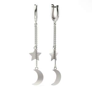 Сребърни обеци с луна и звезда, модел 05, ATCOM - Atcom Jewelry