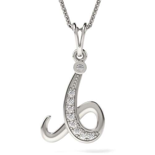 Сребърен колие с висулка с инициал I, сребро 925, с кристали