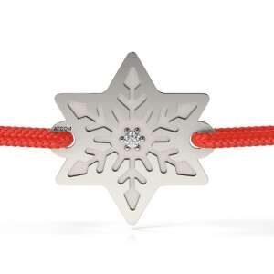 ATCOM ezüst hópehely karkötő piros zsinórral és gyémánttal - Atcom Jewelry