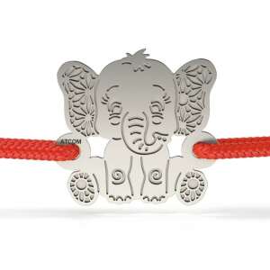 Ezüst elefánt karkötő piros zsinórral, ATCOM márka - Atcom Jewelry