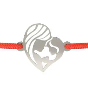 Brățară din argint cu inimă mamă și fiică cu cordon roșu, ATCOM - Atcom Jewelry