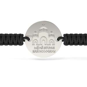 Сребърна гривна с черен шнур, православен модел 10, ATCOM - Atcom Jewelry