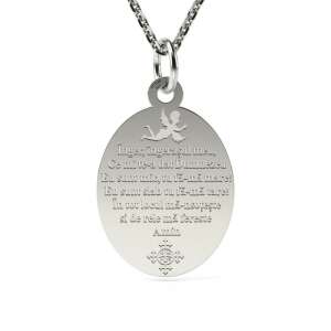 Сребърен колие с висулка Angel Angel с ангел и надпис с молитва - Дамско колие