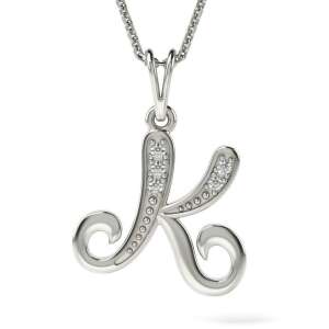 Сребърен колие с висулка с инициал K, ATCOM - Дамско колие