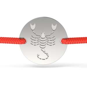 Ezüst karkötő piros zsinórral és Skorpió mintával - Atcom Jewelry
