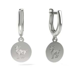 Сребърни обеци със зодия Овен, ATCOM - Atcom Jewelry
