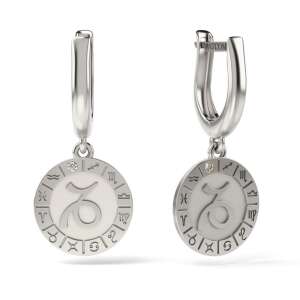 Capricornus silver earrings with zodiac signs and crystals, ATCOM - Women's Earring