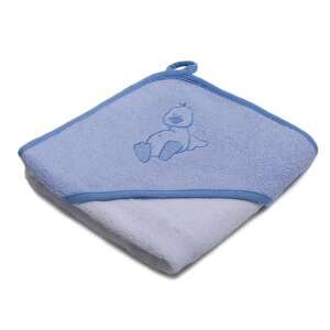 Kék-fehér kapucnis törölköző hímzett kacsával, Stella márka, 80x80cm - Baba Fürdetés & Ápolás