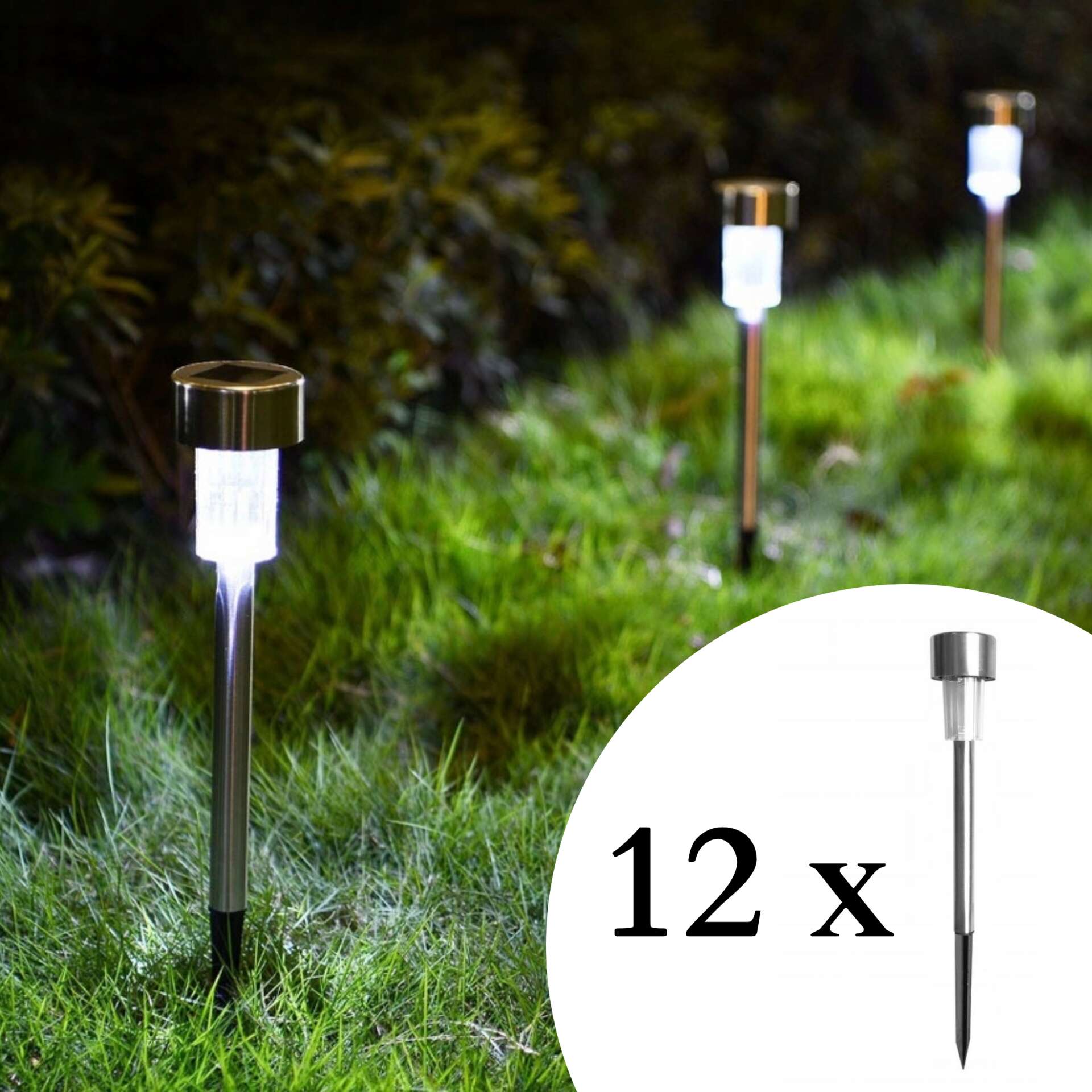 GardenLine LED-es kerti Napelemes Lámpa 33,5cm #szürke 12db