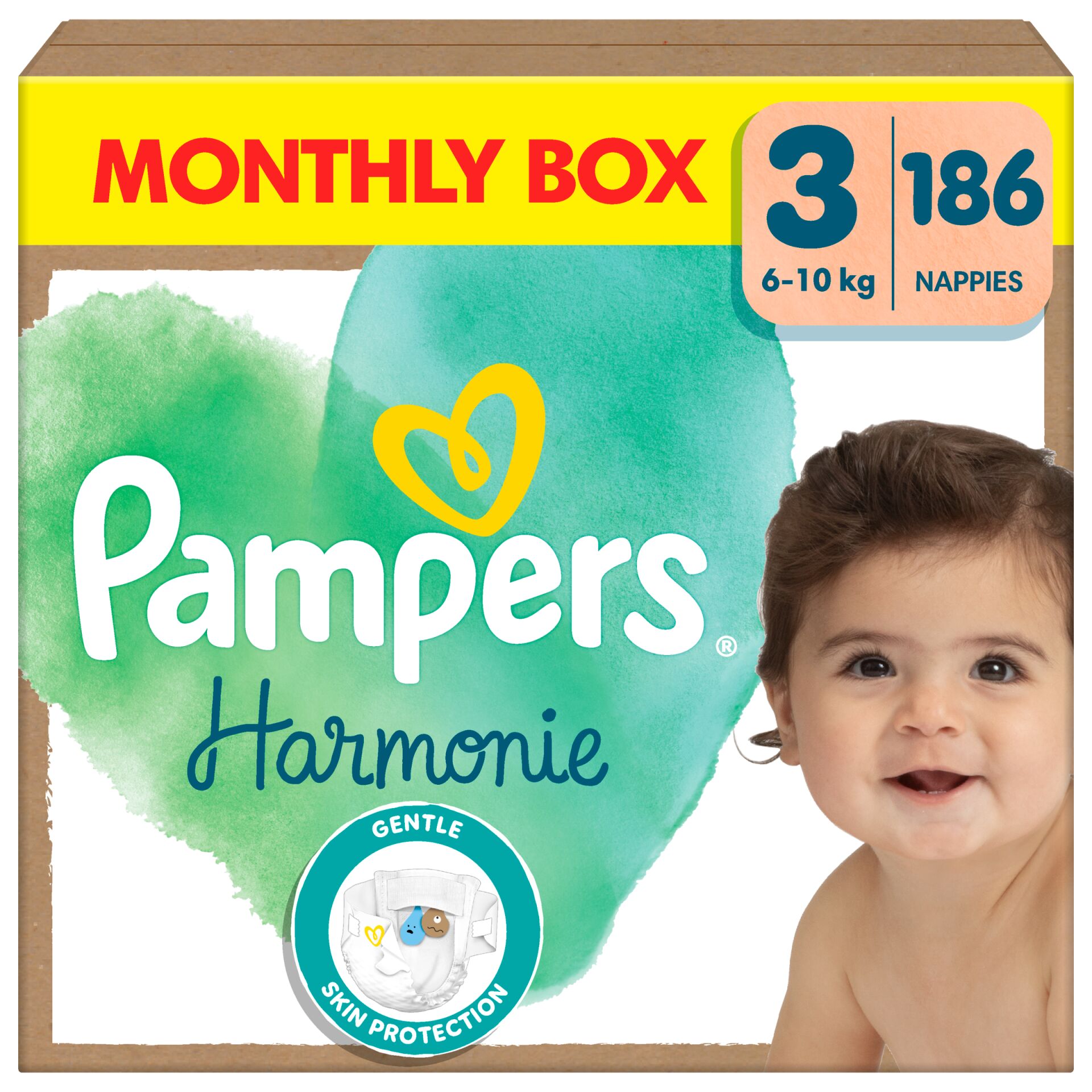 E-shop Mesačné balenie plienok Pampers Harmonie 6-10kg Midi 3 (186ks)